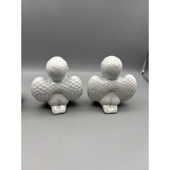 Vintage Ceramic Angels Set Of 3 White Glossy 4” Tall - Picture 8 of 13